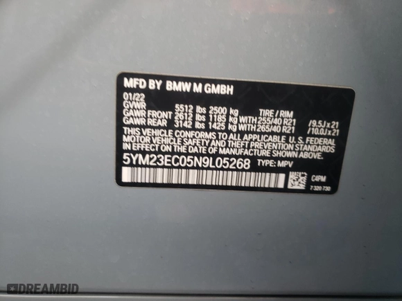 2022 BMW X4 M with VIN 5YM23EC05N9L05268, listed as a Copart auction lot 81892214 with 37163 miles and Salvage Title. Bid and sale history available at carsss.com. Image 13.