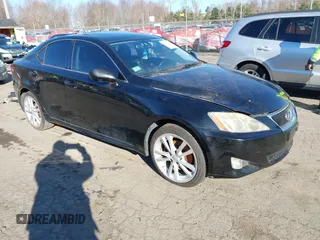 2007 Lexus IS with VIN JTHBK262375040494, listed as a IAAI auction lot 41905842 with 190,600 mi miles. Bid and sale history available at carsss.com. Image 1.