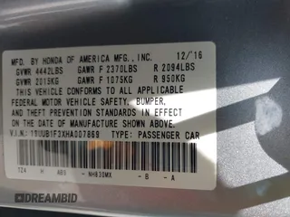 2017 Acura TLX with VIN 19UUB1F3XHA007869, listed as a IAAI auction lot 42378696 with 212,725 mi miles and . Bid and sale history available at DreamBid. Image 9.