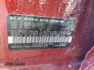 2016 Mitsubishi Lancer GT with VIN JA32U8FW1GU012988, listed as a Copart auction lot 59460484 with 0 mi miles and Salvage Title. Bid and sale history available at carsss.com. Image 12.