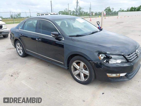 2013 Volkswagen Passat TDI SE with VIN 1VWBN7A30DC043444, listed as a IAAI auction lot 42150639 with 103,628 mi miles. Bid and sale history available at carsss.com. Image 1.