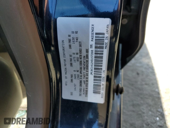 1997 Mazda Protege DX z VIN JM1BC1412V0157268, wystawiony jako Copart lot #61380564 z przebiegiem 85 356 mil mil oraz Szkoda całkowita • Salvage title. Historia ofert i sprzedaży dostępna na DreamBid. Obrazek 12.