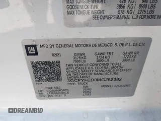 2021 Chevrolet Silverado 1500 LT Trail Boss with VIN 3GCPYFED0MG262382, listed as a IAAI auction lot 41765187 with 38,664 mi miles and . Bid and sale history available at DreamBid. Image 9.