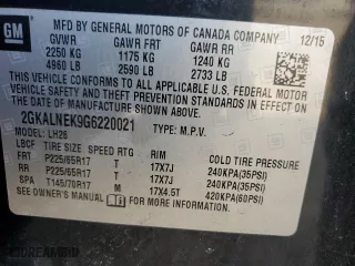 2016 GMC Terrain SLE with VIN 2GKALNEK9G6220021, listed as a Copart auction lot 53210465 with 80,396 mi miles and Clean Title. Bid and sale history available at carsss.com. Image 13.