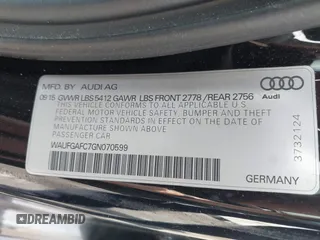 2016 Audi A6 Premium Plus with VIN WAUFGAFC7GN070599, listed as a IAAI auction lot 42460579 with 99,498 mi miles and . Bid and sale history available at DreamBid. Image 9.