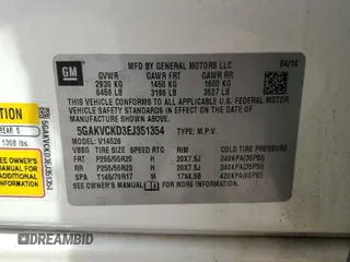 2014 Buick Enclave Premium with VIN 5GAKVCKD3EJ351354, listed as a Copart auction lot 49095355 with 219,862 mi miles and Salvage Title. Bid and sale history available at DreamBid. Image 13.