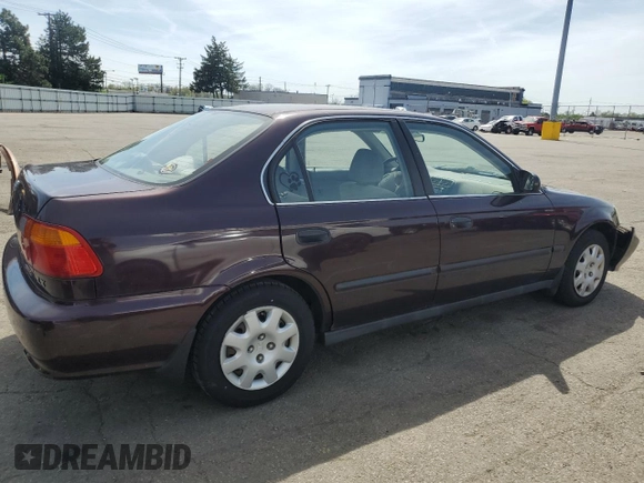 2000 Honda Civic LX with VIN 1HGEJ6678YL058105, listed as a Copart auction lot 54119675 with 272,441 mi miles and Salvage Title. Bid and sale history available at carsss.com. Image 3.