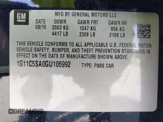 2016 Chevrolet Malibu Limited LT with VIN 1G11C5SA0GU106992, listed as a IAAI auction lot 41983471 with 80,515 mi miles. Bid and sale history available at carsss.com. Image 9.