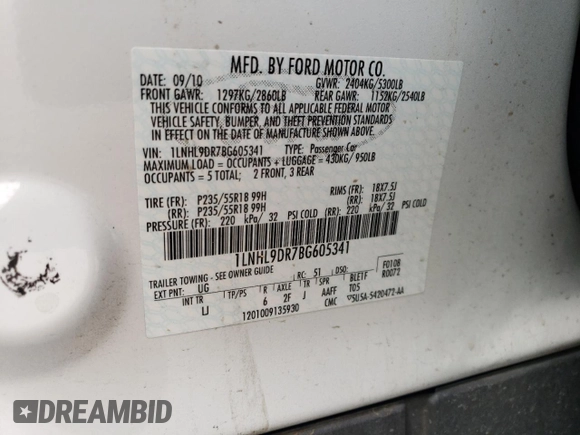 2011 Lincoln MKS with VIN 1LNHL9DR7BG605341, listed as a Copart auction lot 53712495 with 74,732 mi miles and Salvage Title. Bid and sale history available at DreamBid. Image 12.