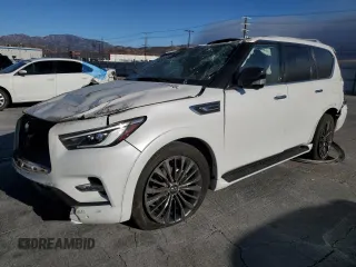 2021 Infiniti QX80 LUXE with VIN JN8AZ2AE0M9268598, listed as a Copart auction lot 41516185 with 58,028 mi miles and Salvage Title. Bid and sale history available at carsss.com. Image 1.