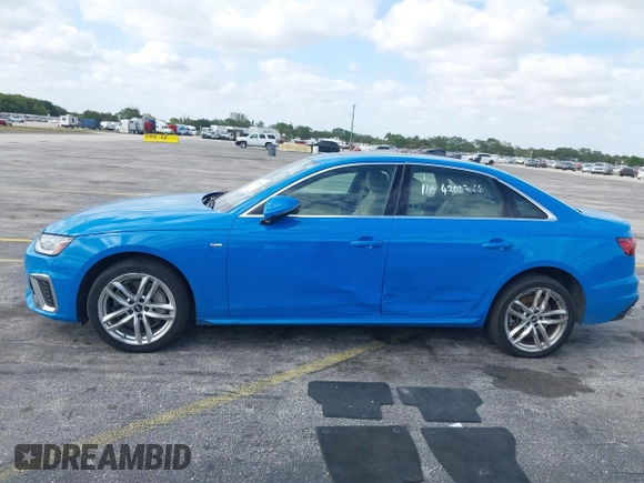 2021 Audi A4 S line Premium with VIN WAUDAAF40MA086180, listed as a IAAI auction lot 42037066 with 34,641 mi miles and . Bid and sale history available at DreamBid. Image 14.