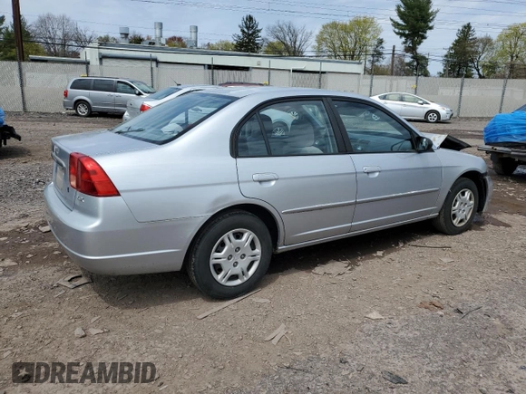 2002 Honda Civic LX with VIN 2HGES16532H577033, listed as a Copart auction lot 52639645 with 105,095 mi miles and Salvage Title. Bid and sale history available at DreamBid. Image 3.