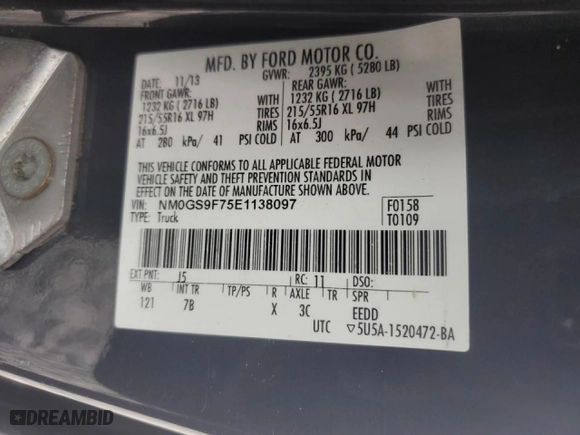 2014 Ford Transit Connect Wagon XLT with VIN NM0GS9F75E1138097, listed as a Copart auction lot 42780985 with 165,432 mi miles and Salvage Title. Bid and sale history available at carsss.com. Image 13.