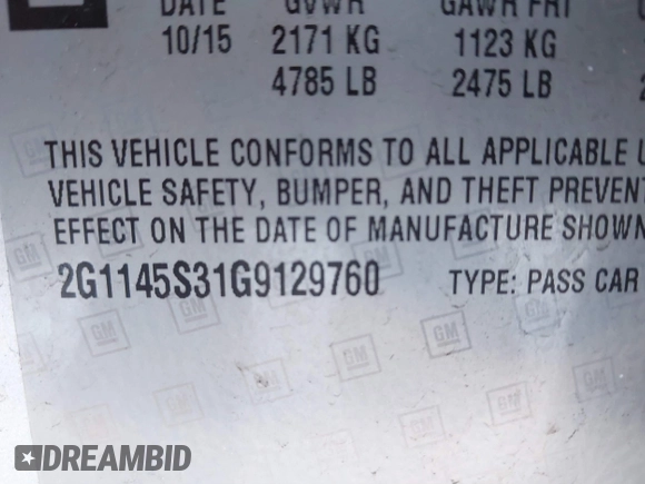 2016 Chevrolet Impala LTZ z VIN 2G1145S31G9129760, wystawiony jako IAAI lot #41282001 z przebiegiem 138 154 mil mil oraz . Historia ofert i sprzedaży dostępna na DreamBid. Obrazek 9.