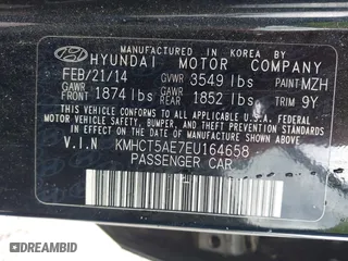 2014 Hyundai Accent GS with VIN KMHCT5AE7EU164658, listed as a IAAI auction lot 41911092 with 132,442 mi miles. Bid and sale history available at carsss.com. Image 9.
