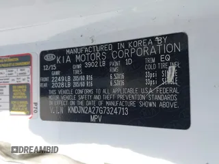 2016 Kia Soul z VIN KNDJN2A27G7324713, wystawiony jako IAAI lot #42394773 z przebiegiem 165 083 mil mil oraz . Historia ofert i sprzedaży dostępna na DreamBid. Obrazek 9.