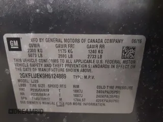 2017 GMC Terrain SLT with VIN 2GKFLUEK9H6124889, listed as a IAAI auction lot 41678247 with 133,493 mi miles. Bid and sale history available at carsss.com. Image 9.