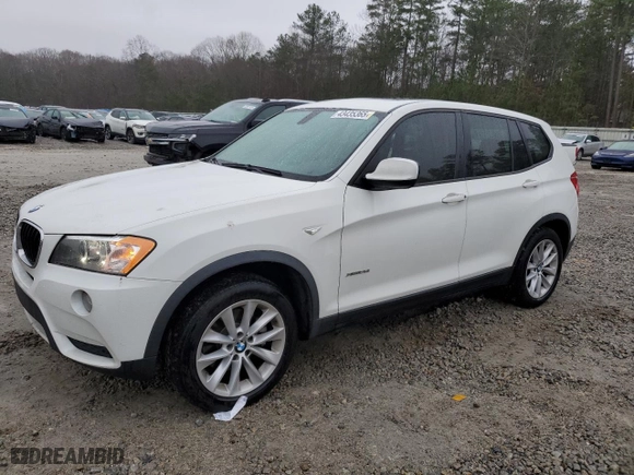 2013 BMW X3 xDrive28i with VIN 5UXWX9C58D0A09795, listed as a Copart auction lot 43435365 with 195,473 mi miles and Salvage Title. Bid and sale history available at carsss.com. Image 1.