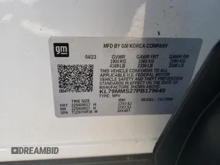 2023 Chevrolet TrailBlazer LS with VIN KL79MMS27PB179649, listed as a Copart auction lot 49480535 with 42,575 mi miles and Salvage Title. Bid and sale history available at DreamBid. Image 13.