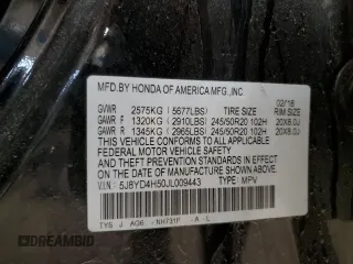 2018 Acura MDX w/Technology Pkg with VIN 5J8YD4H50JL009443, listed as a Copart auction lot 51982055 with 156,674 mi miles and Salvage Title. Bid and sale history available at carsss.com. Image 14.