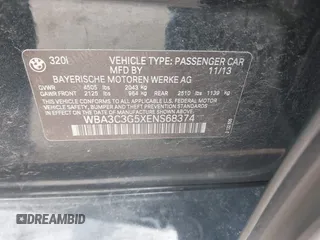 2014 BMW 3 Series 320i xDrive with VIN WBA3C3G5XENS68374, listed as a IAAI auction lot 42042243 with 107,830 mi miles. Bid and sale history available at carsss.com. Image 9.