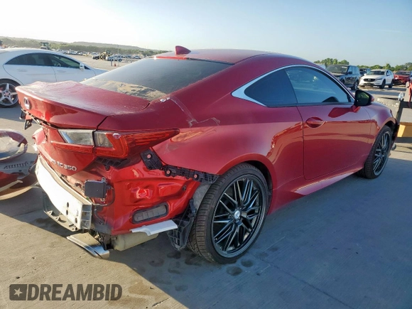 2015 Lexus RC 350 F Sport with VIN JTHSE5BC4F5001158, listed as a Copart auction lot 62917315 with 58,572 mi miles and Salvage title. Bid and sale history available at DreamBid. Image 3.