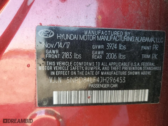 2018 Hyundai Elantra SEL with VIN 5NPD84LF4JH296453, listed as a Copart auction lot 52939705 with 111,449 mi miles and Clean Title. Bid and sale history available at carsss.com. Image 12.