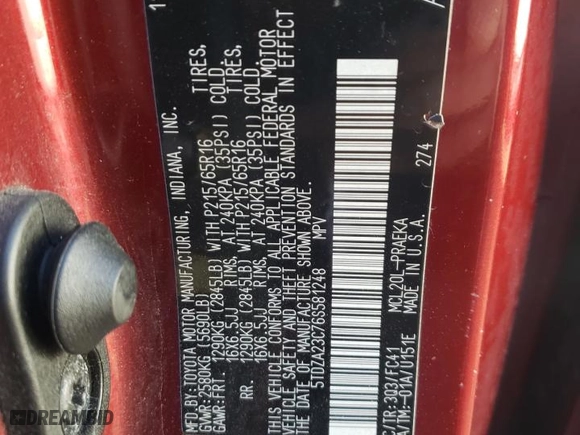 2006 Toyota Sienna CE with VIN 5TDZA23C76S581248, listed as a Copart auction lot 48190845 with 181,505 mi miles and Salvage Title. Bid and sale history available at carsss.com. Image 14.