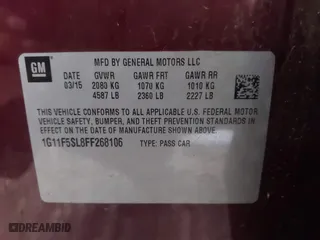 2015 Chevrolet Malibu LTZ with VIN 1G11F5SL8FF268106, listed as a IAAI auction lot 41751092 with 149,605 mi miles. Bid and sale history available at carsss.com. Image 9.