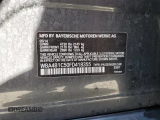 2015 BMW 4 Series 435i with VIN WBA4B1C50FD418355, listed as a Copart auction lot 48672575 with 156,311 mi miles and Salvage Title. Bid and sale history available at carsss.com. Image 12.