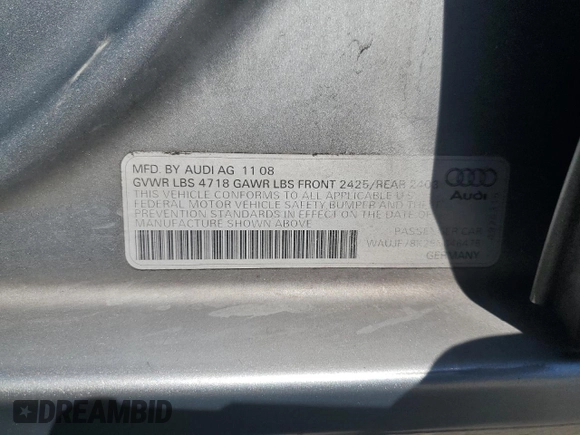 2009 Audi A4 Premium z VIN WAUJF78K29N046475, wystawiony jako Copart lot #57906825 z przebiegiem 152 566 mil mil oraz Szkoda całkowita • Salvage title. Historia ofert i sprzedaży dostępna na DreamBid. Obrazek 12.