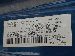 1995 Toyota Pickup с VIN JT4RN13P3S6071569, выставлен на аукционе IAAI как лот 41713298 с пробегом 233 817 миль миль и . История ставок и продаж доступна на DreamBid. Изображение 9.