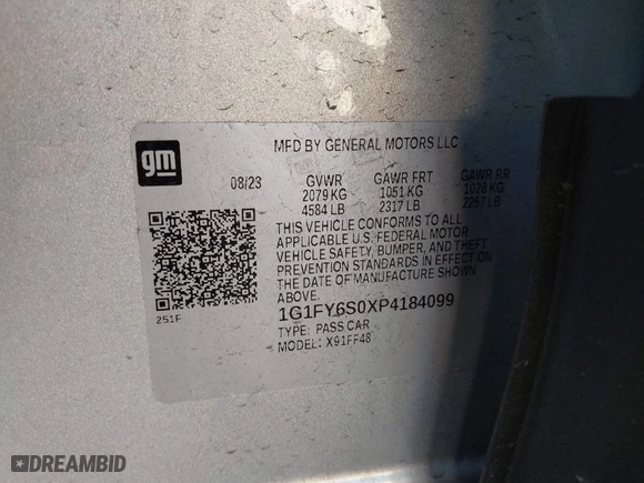 2023 Chevrolet Bolt EUV LT with VIN 1G1FY6S0XP4184099, listed as a IAAI auction lot 41349439 with 10,605 mi miles. Bid and sale history available at carsss.com. Image 9.