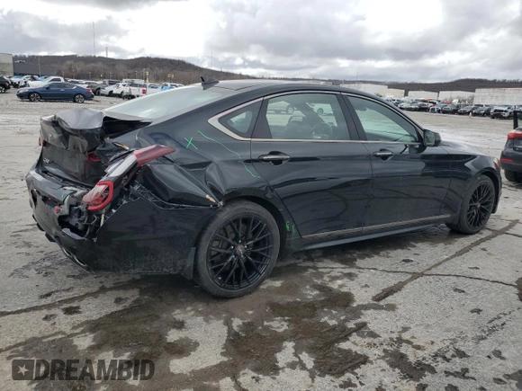 2018 Genesis G80 3.3T Sport with VIN KMHGN4JB0JU219098, listed as a Copart auction lot 46802975 with 134,690 mi miles and Salvage Title. Bid and sale history available at carsss.com. Image 3.