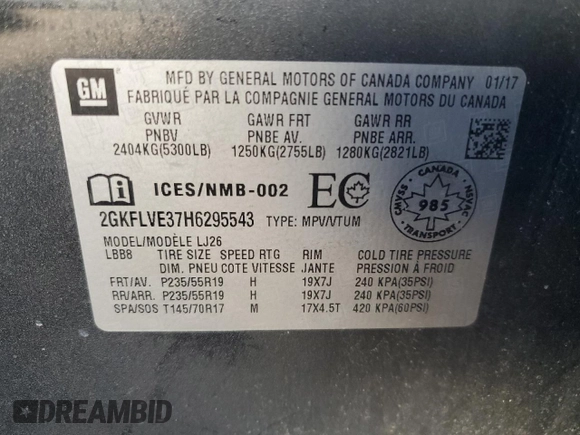 2017 GMC Terrain Denali z VIN 2GKFLVE37H6295543, wystawiony jako Copart lot #65916084 z przebiegiem Nie podano mil oraz Szkoda całkowita • Salvage title. Historia ofert i sprzedaży dostępna na DreamBid. Obrazek 14.