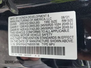 2022 Honda Pilot Special Edition z VIN 5FNYF6H27NB005196, wystawiony jako IAAI lot #42297439 z przebiegiem 43 478 mil mil oraz . Historia ofert i sprzedaży dostępna na DreamBid. Obrazek 9.
