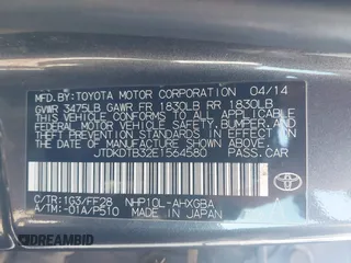 2014 Toyota Prius One with VIN JTDKDTB32E1564580, listed as a IAAI auction lot 41972541 with 186,673 mi miles and . Bid and sale history available at DreamBid. Image 9.