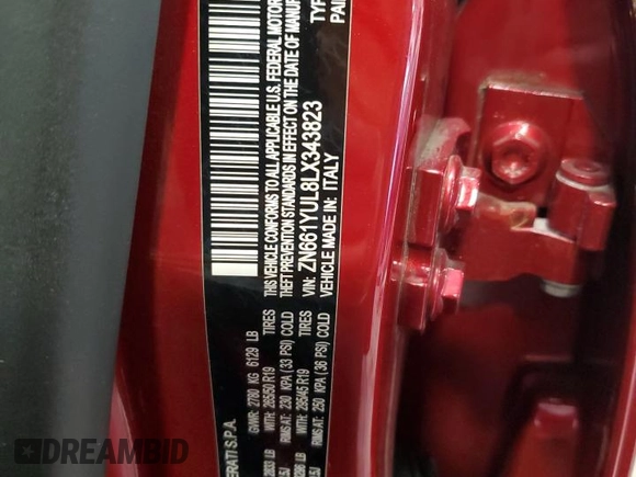 2020 Maserati Levante S with VIN ZN661YUL8LX343823, listed as a Copart auction lot 44697995 with 35,204 mi miles and Salvage title. Bid and sale history available at DreamBid. Image 13.