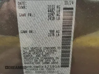 2025 Nissan Altima SV with VIN 1N4BL4DW6SN325916, listed as a Copart auction lot 43332525 with 6,910 mi miles and Salvage Title. Bid and sale history available at DreamBid. Image 12.