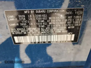 2024 Subaru Outback Wilderness z VIN 4S4BTGUDXR3209923, wystawiony jako Copart lot #58772364 z przebiegiem Nie podano mil oraz Szkoda całkowita • Salvage title. Historia ofert i sprzedaży dostępna na DreamBid. Obrazek 14.