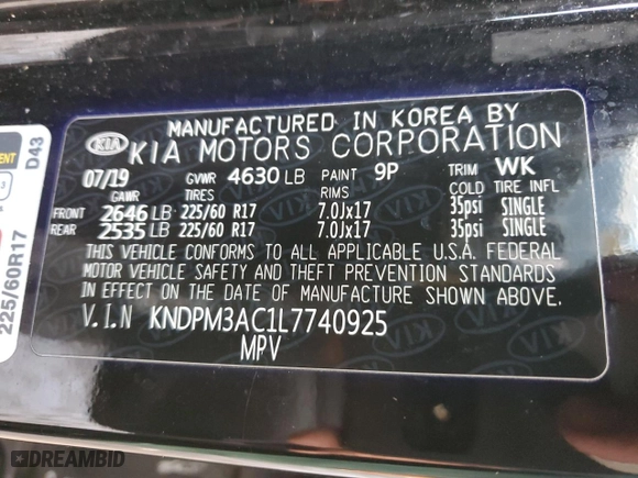 2020 Kia Sportage LX with VIN KNDPM3AC1L7740925, listed as a Copart auction lot 44506405 with 67,305 mi miles and Non Repairable. Bid and sale history available at carsss.com. Image 15.