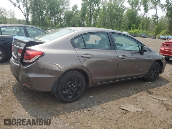 2013 Honda Civic LX with VIN 2HGFB2F55DH552566, listed as a Copart auction lot 59542755 with 160,820 mi miles and Salvage title. Bid and sale history available at DreamBid. Image 3.
