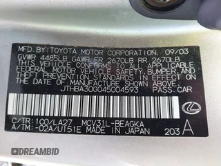 2004 Lexus ES 350 z VIN JTHBA30G045004593, wystawiony jako IAAI lot #42588651 z przebiegiem 102 044 mil mil oraz . Historia ofert i sprzedaży dostępna na DreamBid. Obrazek 9.
