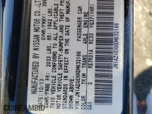 2014 Nissan 370Z Nismo z VIN JN1AZ4EHXEM632166, wystawiony jako Copart lot #88311915 z przebiegiem 18 414 mil mil oraz Szkoda całkowita • Salvage title. Historia ofert i sprzedaży dostępna na DreamBid. Obrazek 13.