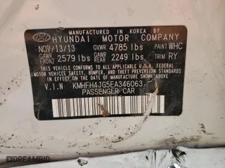 2014 Hyundai Azera Limited with VIN KMHFH4JG5EA346063, listed as a Copart auction lot 67285674 with 103,868 mi miles and Salvage Title. Bid and sale history available at carsss.com. Image 14.