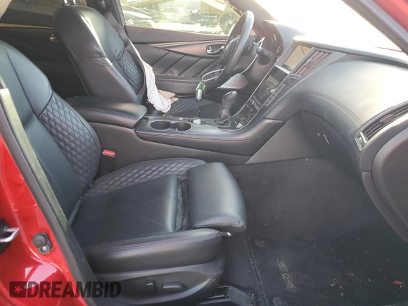 2021 Infiniti Q50 Red Sport 400 with VIN JN1FV7DP4MM850257, listed as a Copart auction lot 42459615 with 46,003 mi miles and Salvage Title. Bid and sale history available at DreamBid. Image 7.
