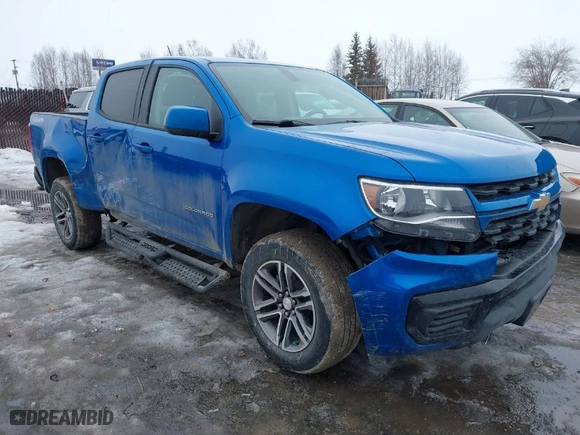 2021 Chevrolet Colorado 4WD Work Truck with VIN 1GCGTBEN0M1165911, listed as a IAAI auction lot 41944677 with 49,729 mi miles. Bid and sale history available at carsss.com. Image 1.