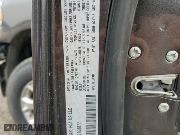 2024 Ram 3500 Laramie with VIN 3C63R3JL6RG108877, listed as a Copart auction lot 68967354 with 13,547 mi miles and Salvage Title. Bid and sale history available at carsss.com. Image 13.