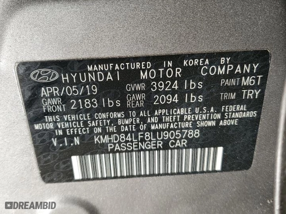 2020 Hyundai Elantra SEL with VIN KMHD84LF8LU905788, listed as a Copart auction lot 46125905 with 47,330 mi miles and Non Repairable. Bid and sale history available at carsss.com. Image 13.