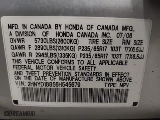 2006 Acura MDX Touring w/Navi with VIN 2HNYD18856H545679, listed as a IAAI auction lot 42026404 with 164,698 mi miles. Bid and sale history available at carsss.com. Image 9.